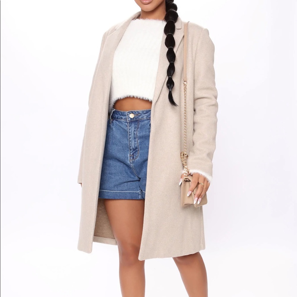 Fashion Nova Oatmeal Long Pea Coat